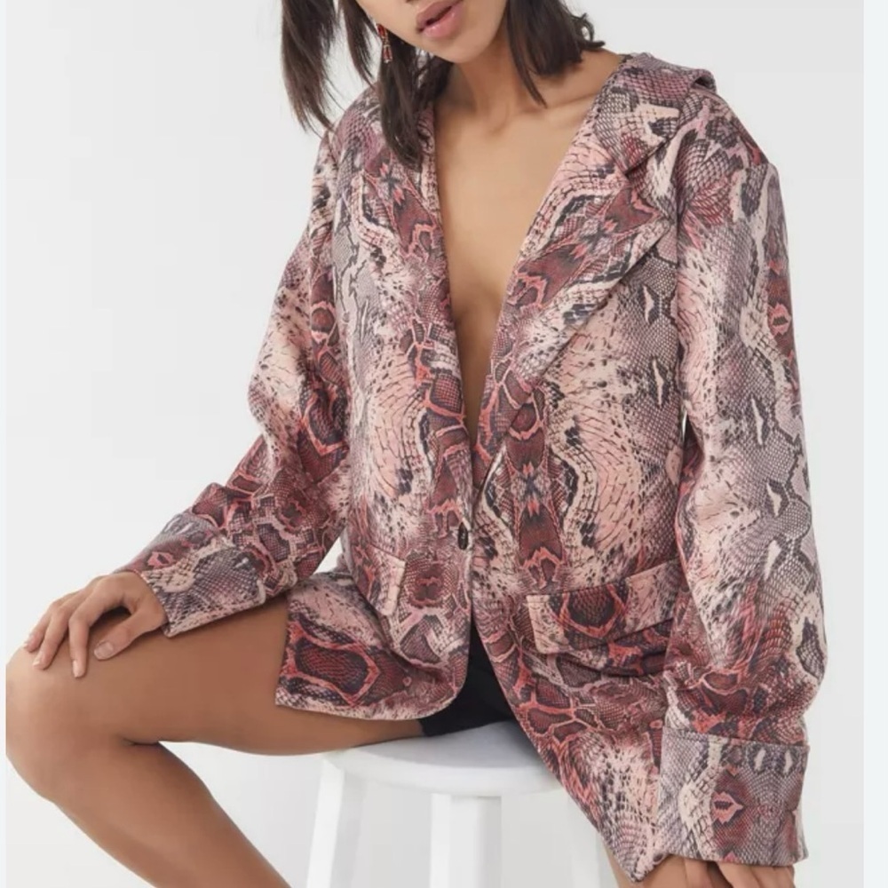 House Of Sunny Snake Print Relaxed Blazer